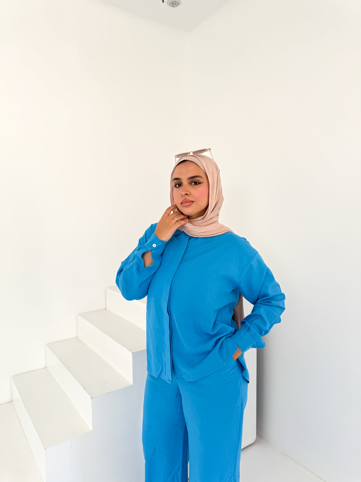 Two-Piece Linen Suit Celestial Blue