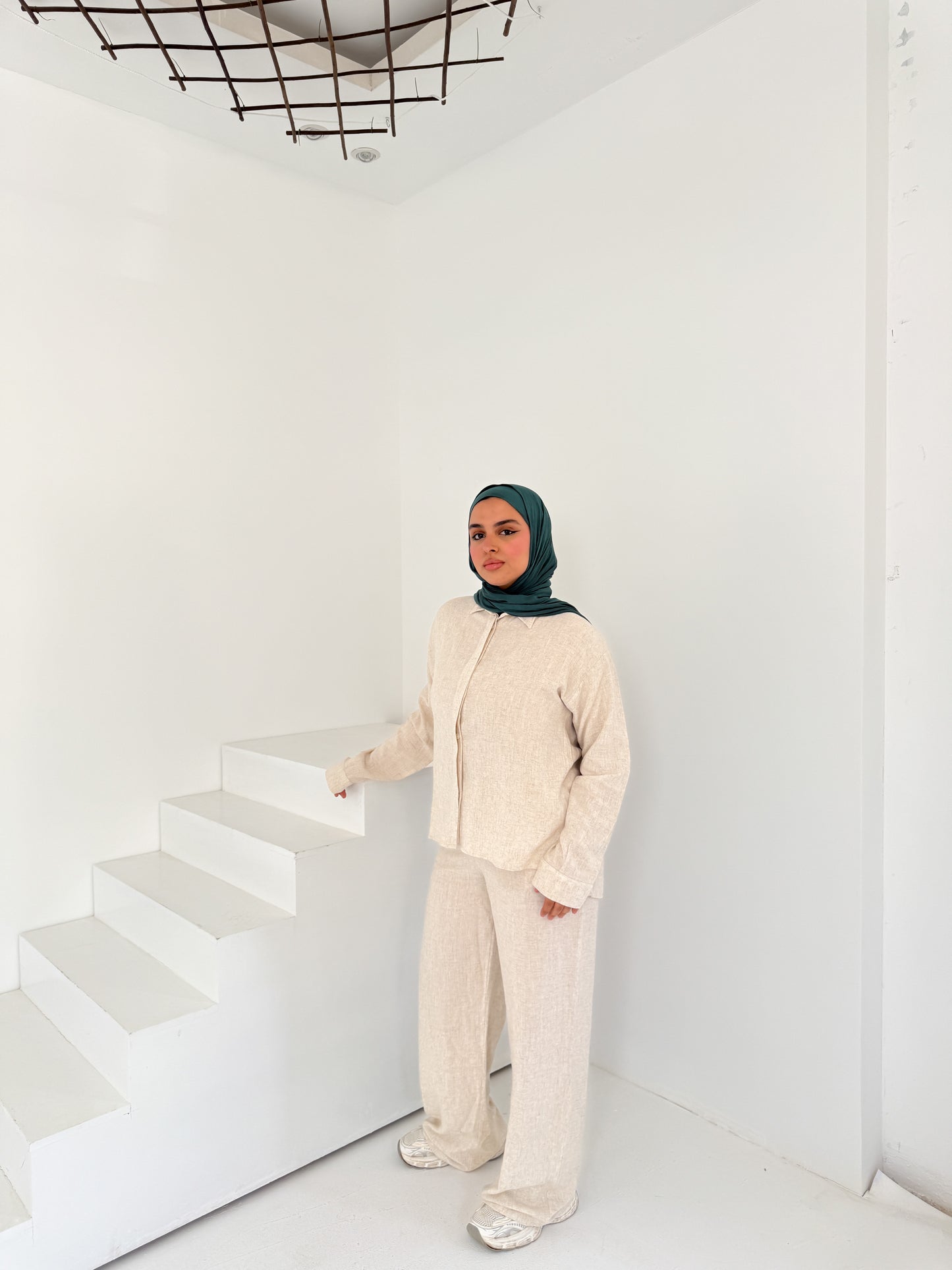 Two-Piece Linen Suit Beige