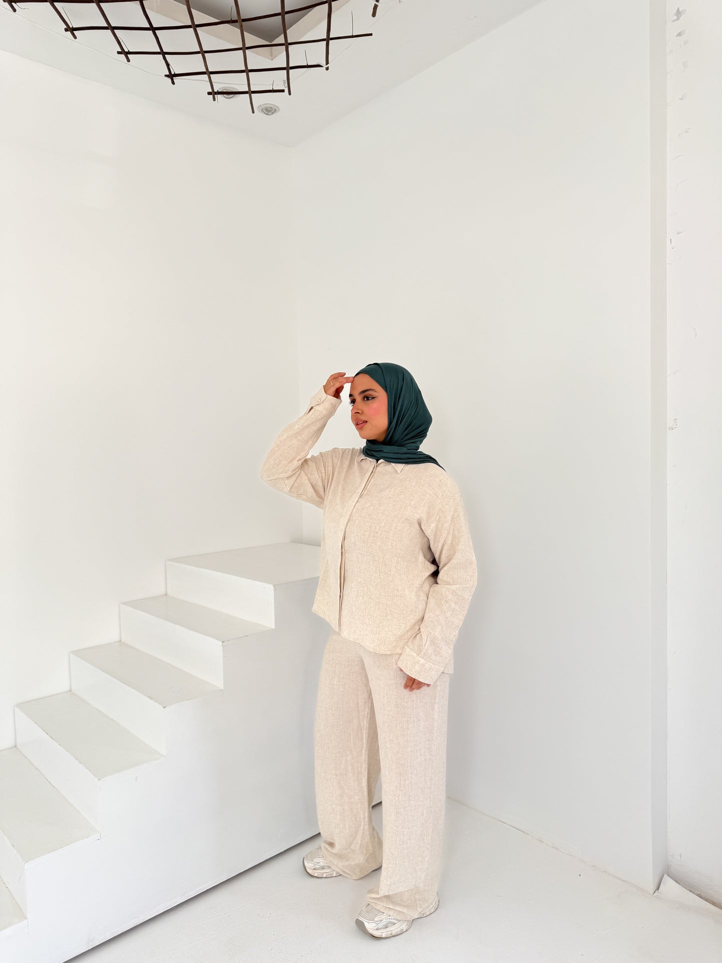 Two-Piece Linen Suit Beige