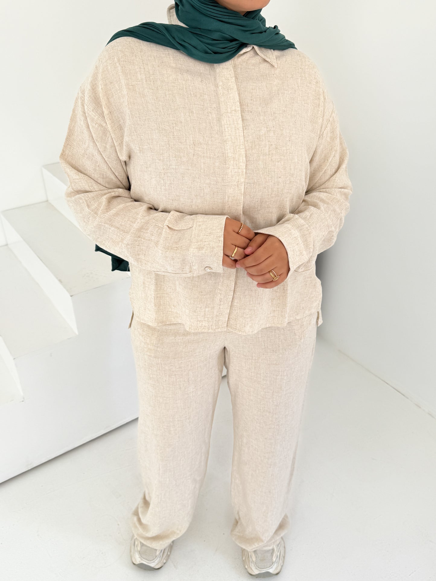 Two-Piece Linen Suit Beige