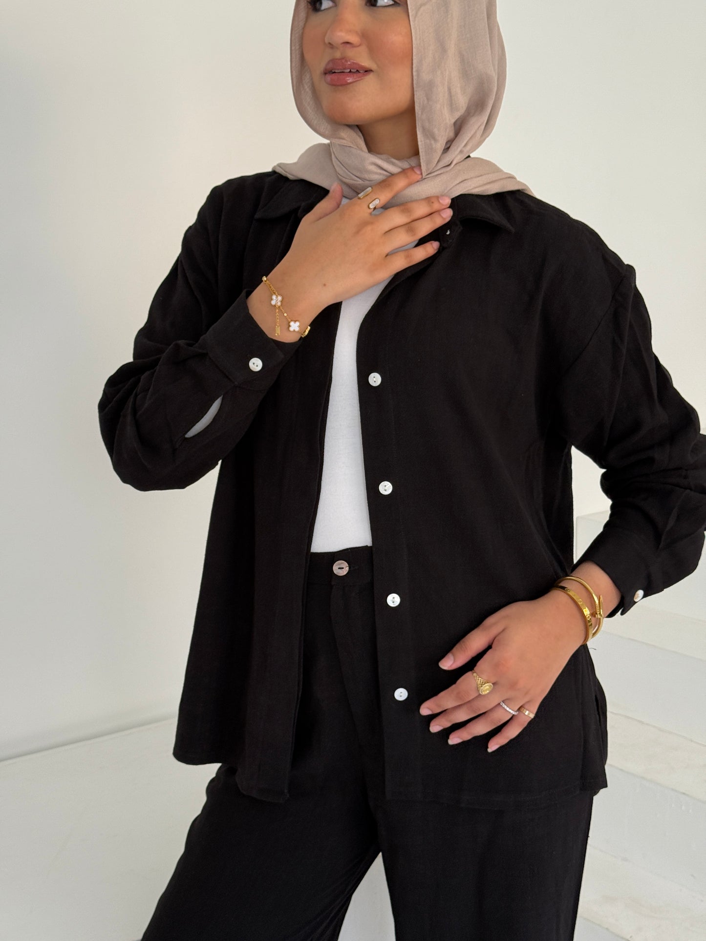 Two Piece Linen Suit – Black