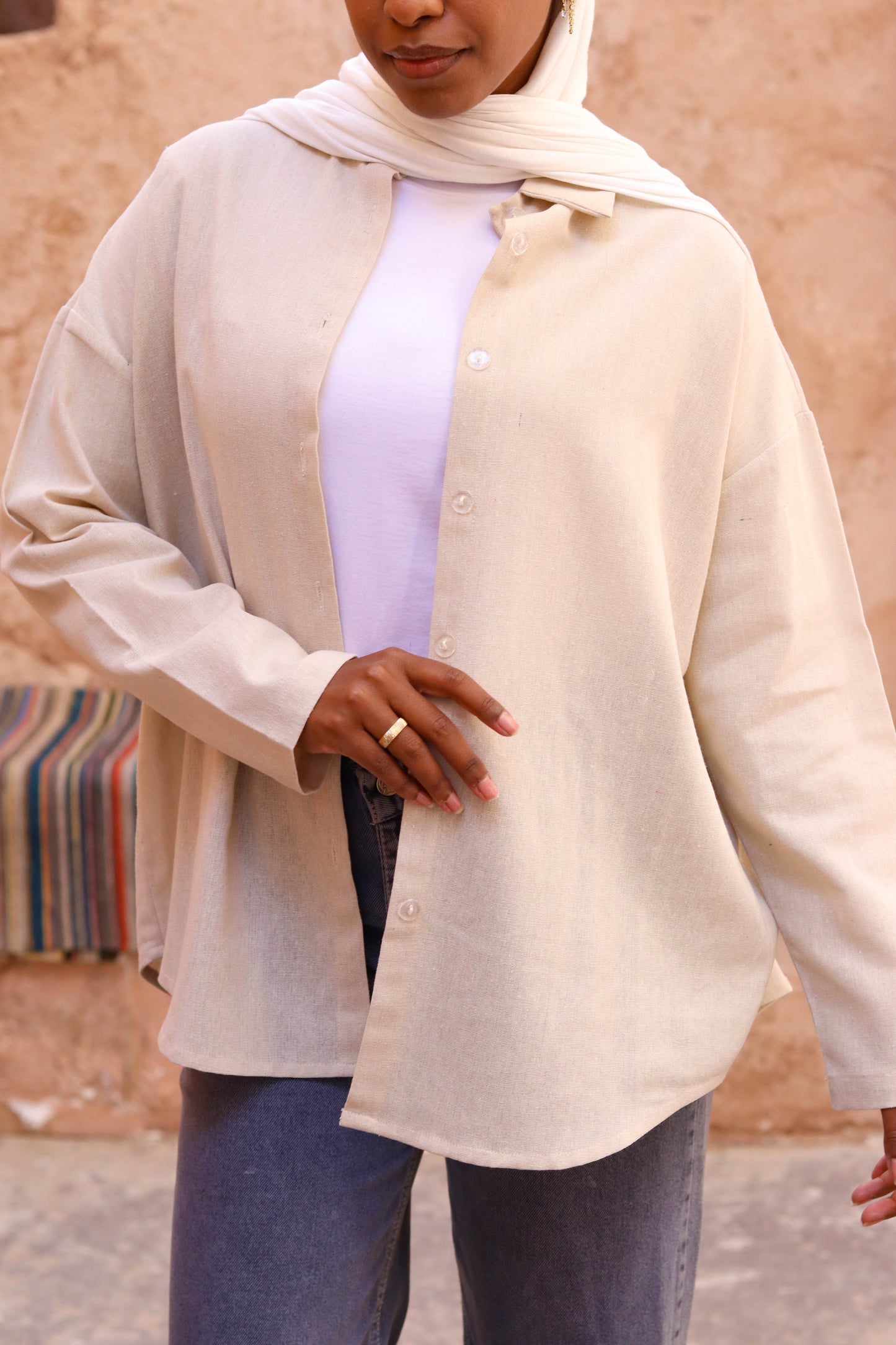 Linen beige cheimse