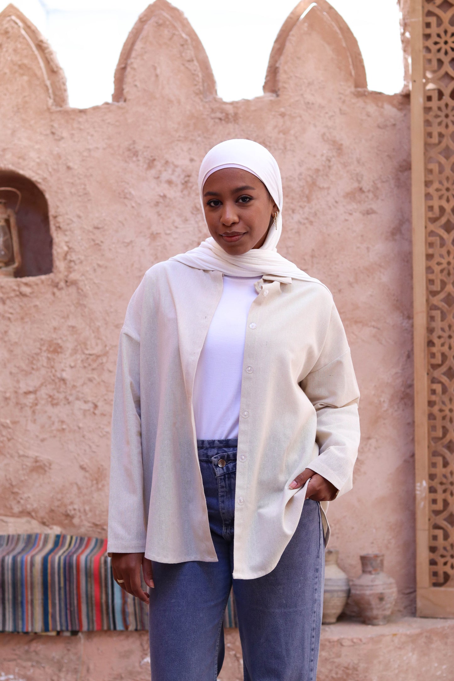Linen beige cheimse