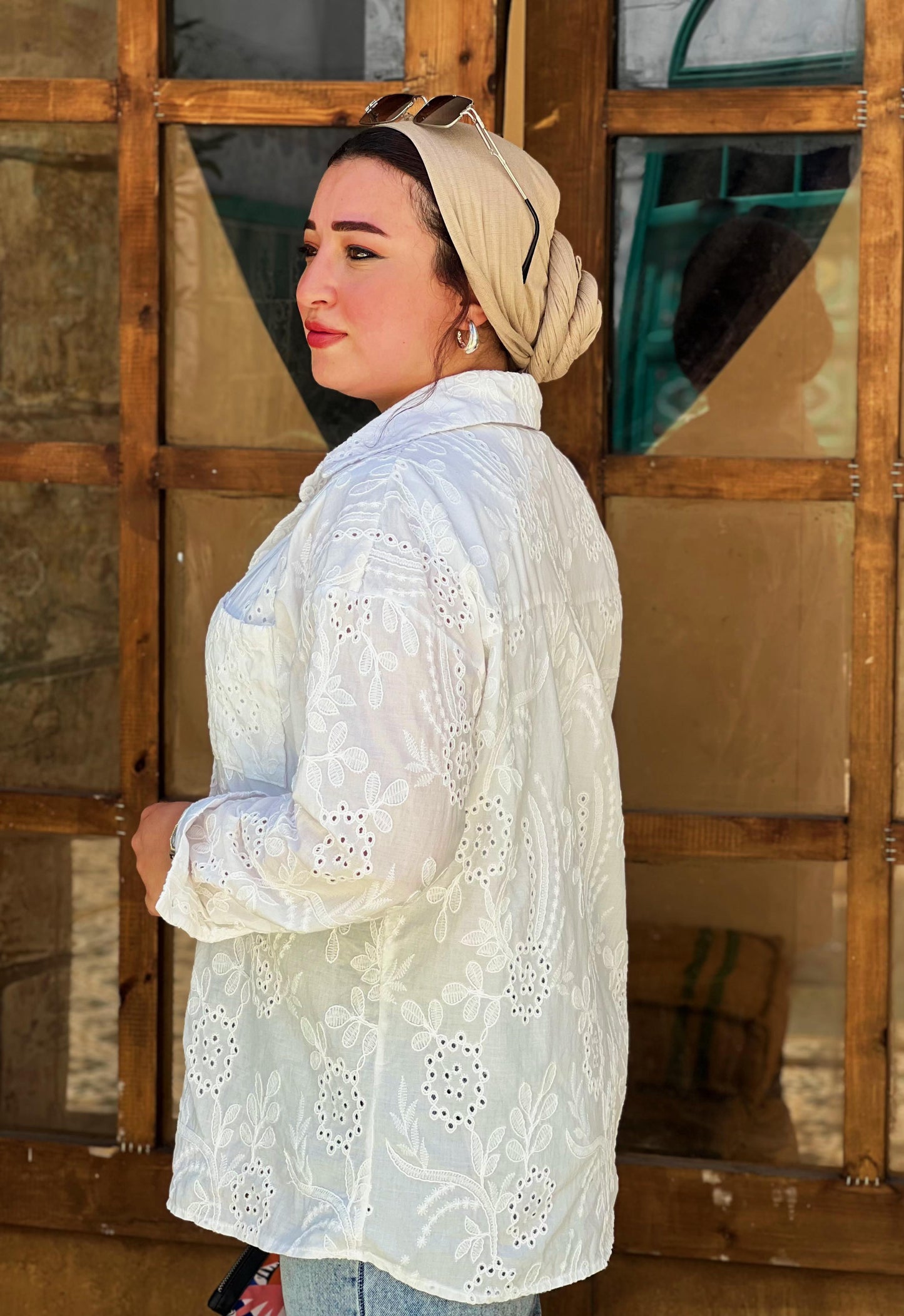 Luna Embroidered White Cotton Shirt