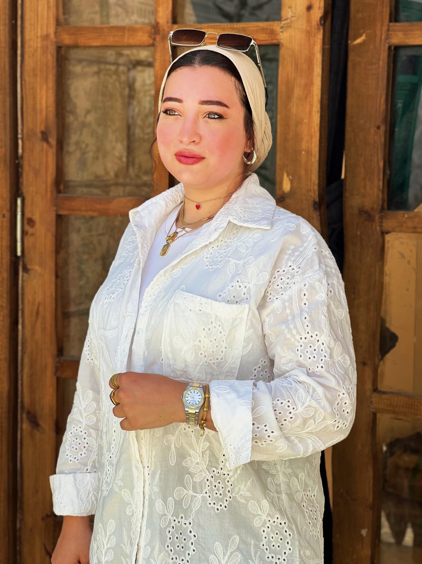 Luna Embroidered White Cotton Shirt