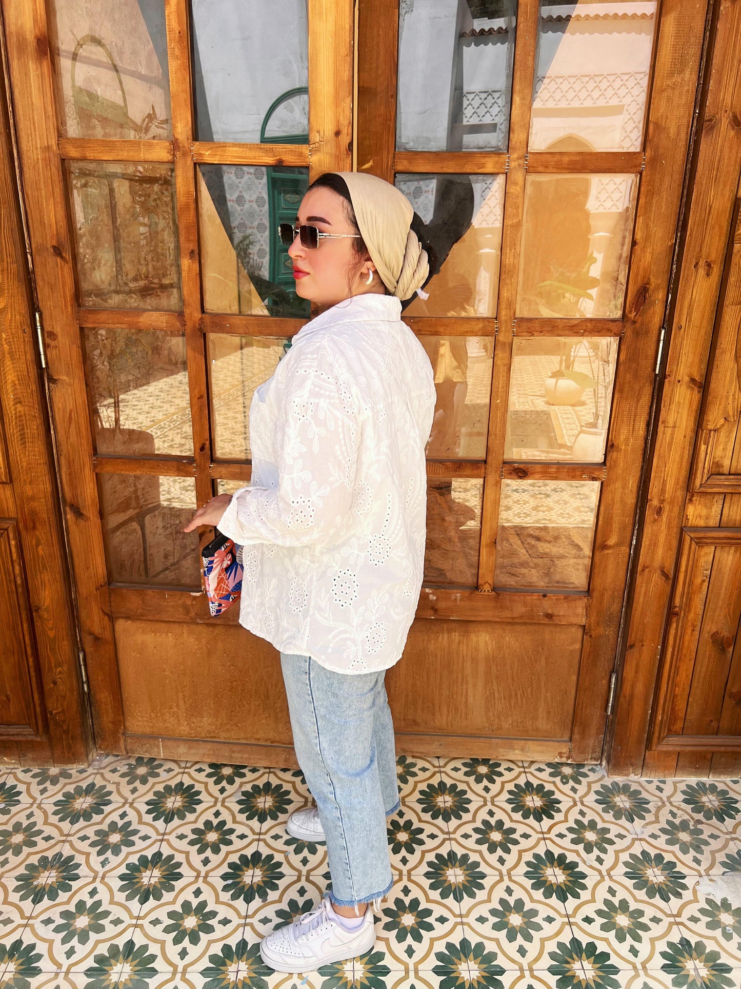 Luna Embroidered White Cotton Shirt