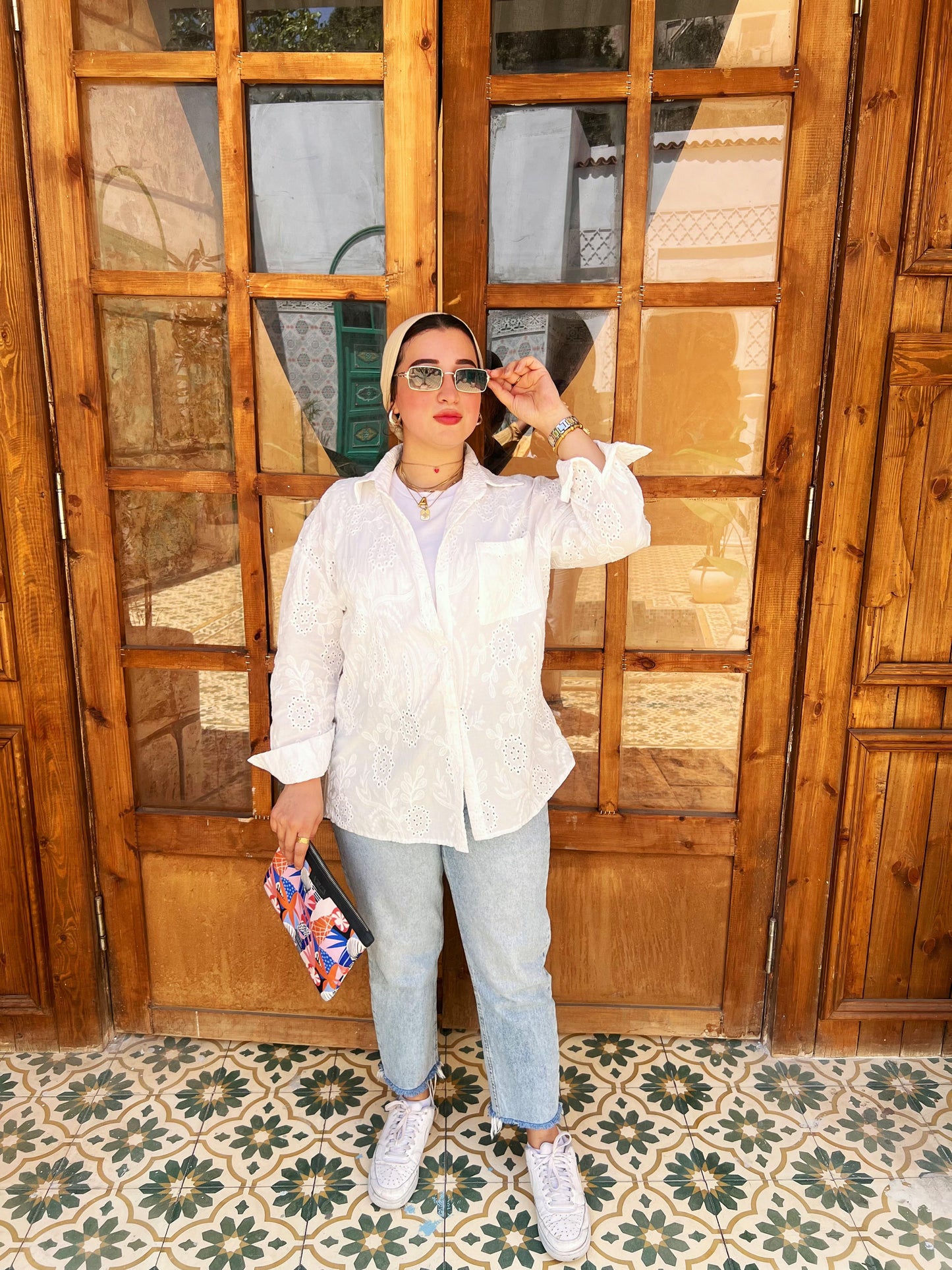 Luna Embroidered White Cotton Shirt