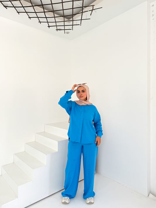 Two-Piece Linen Suit Celestial Blue