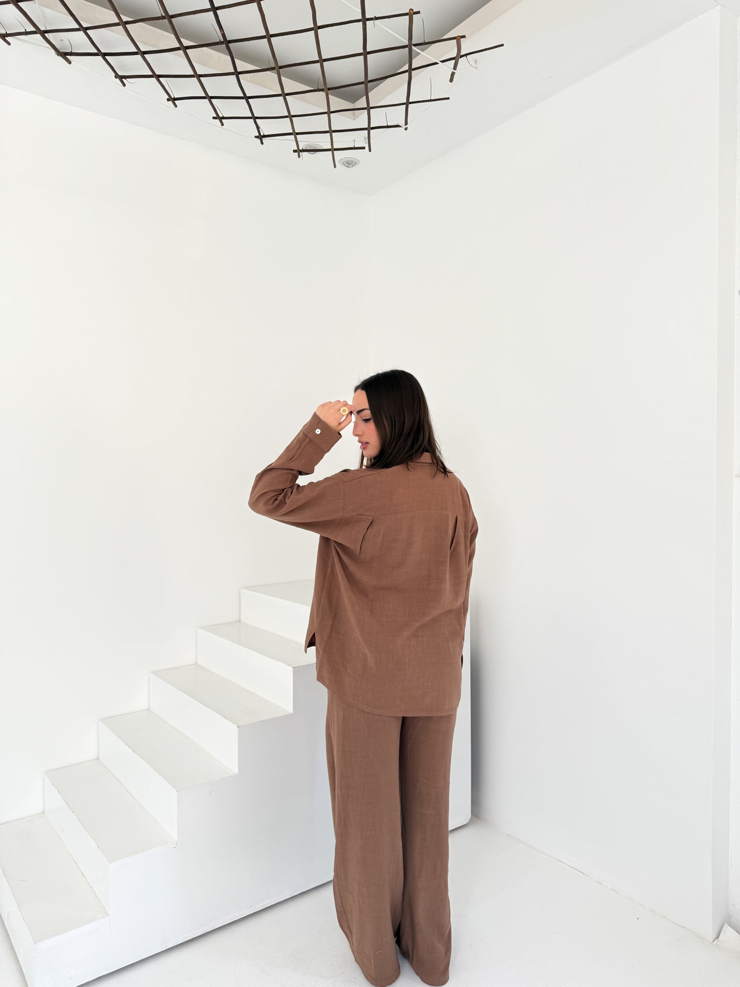Two-Piece Linen Suit Coffee