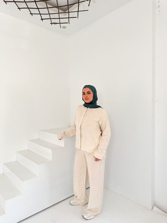 Two-Piece Linen Suit Beige