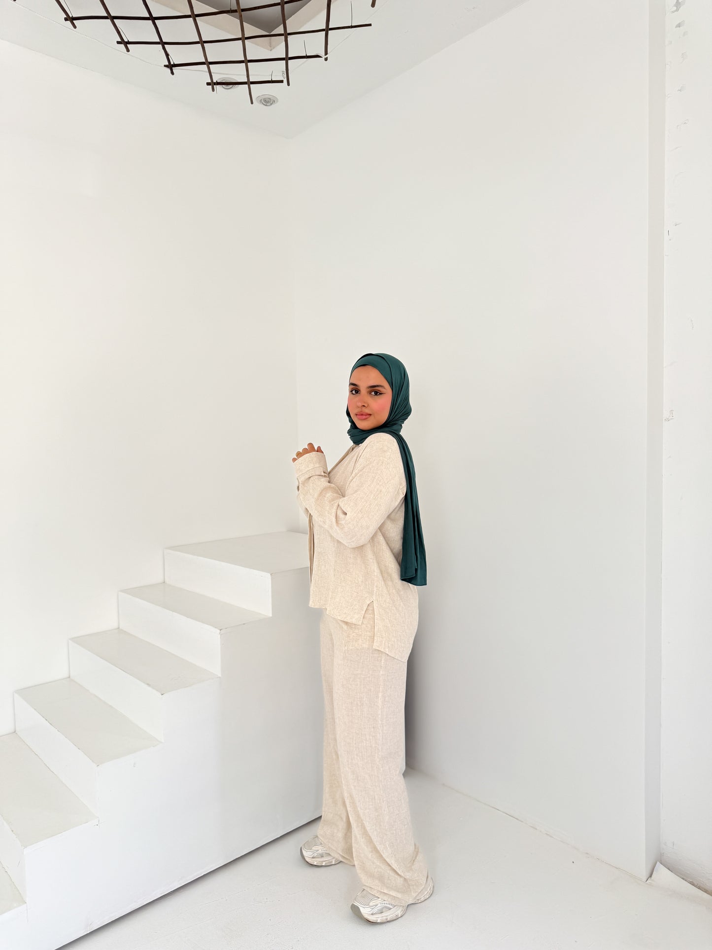 Two-Piece Linen Suit Beige