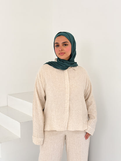Two-Piece Linen Suit Beige