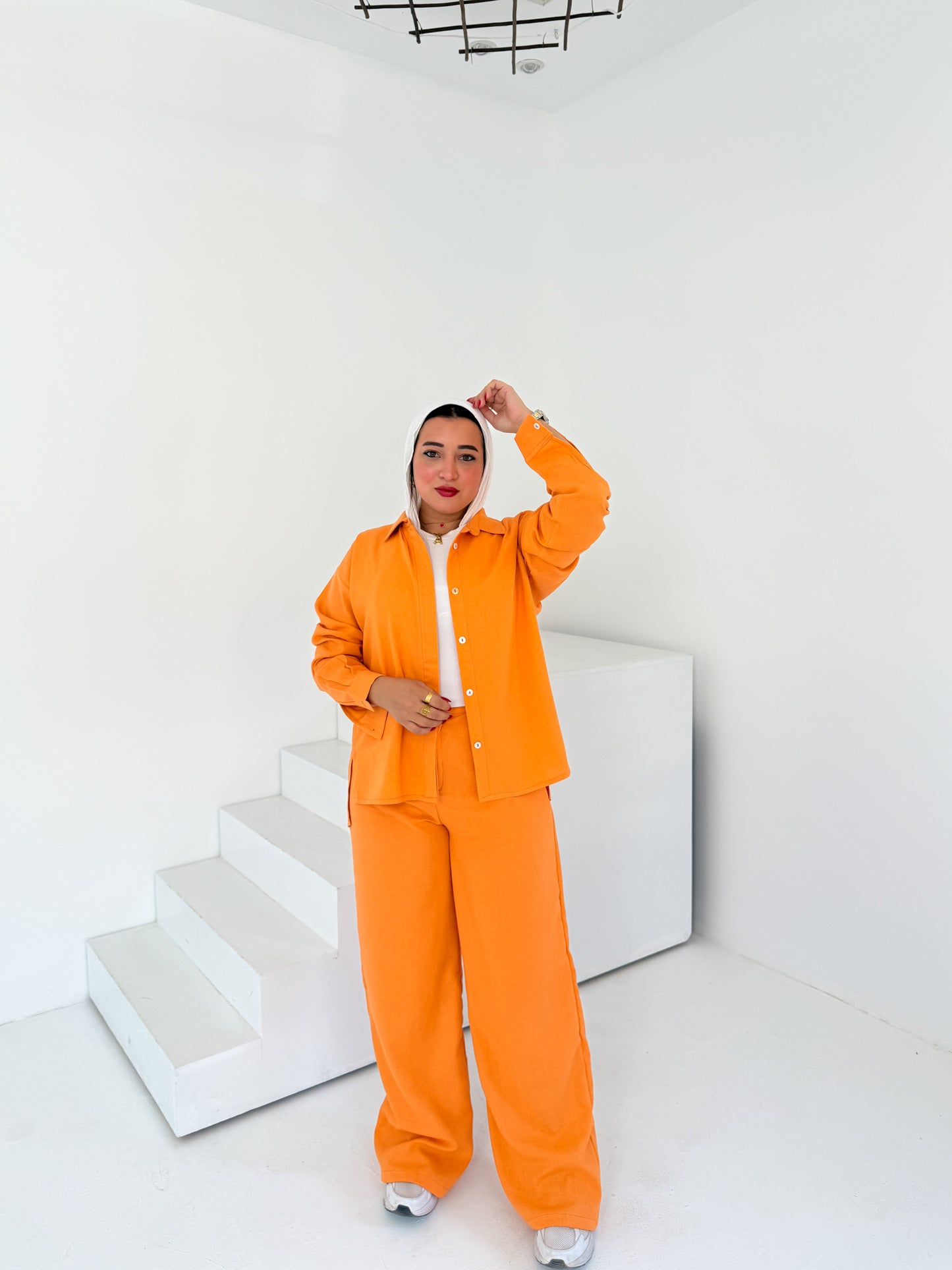 Two-Piece Linen Suit Orange