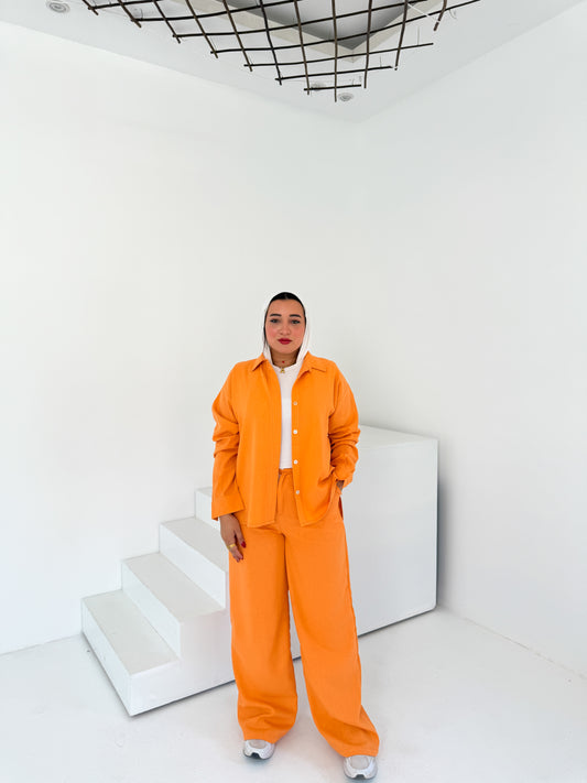 Two-Piece Linen Suit Orange