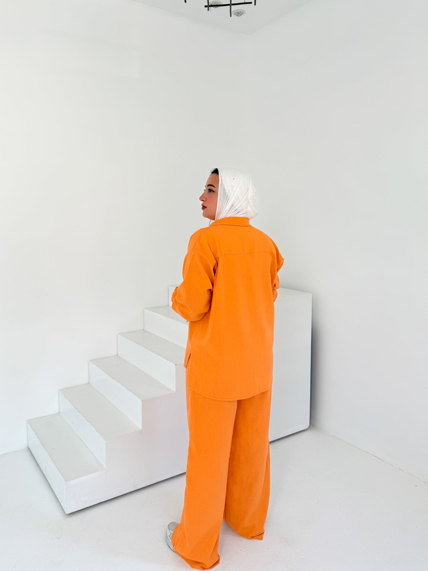 Two-Piece Linen Suit Orange