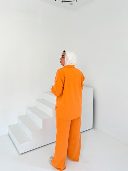 Two-Piece Linen Suit Orange