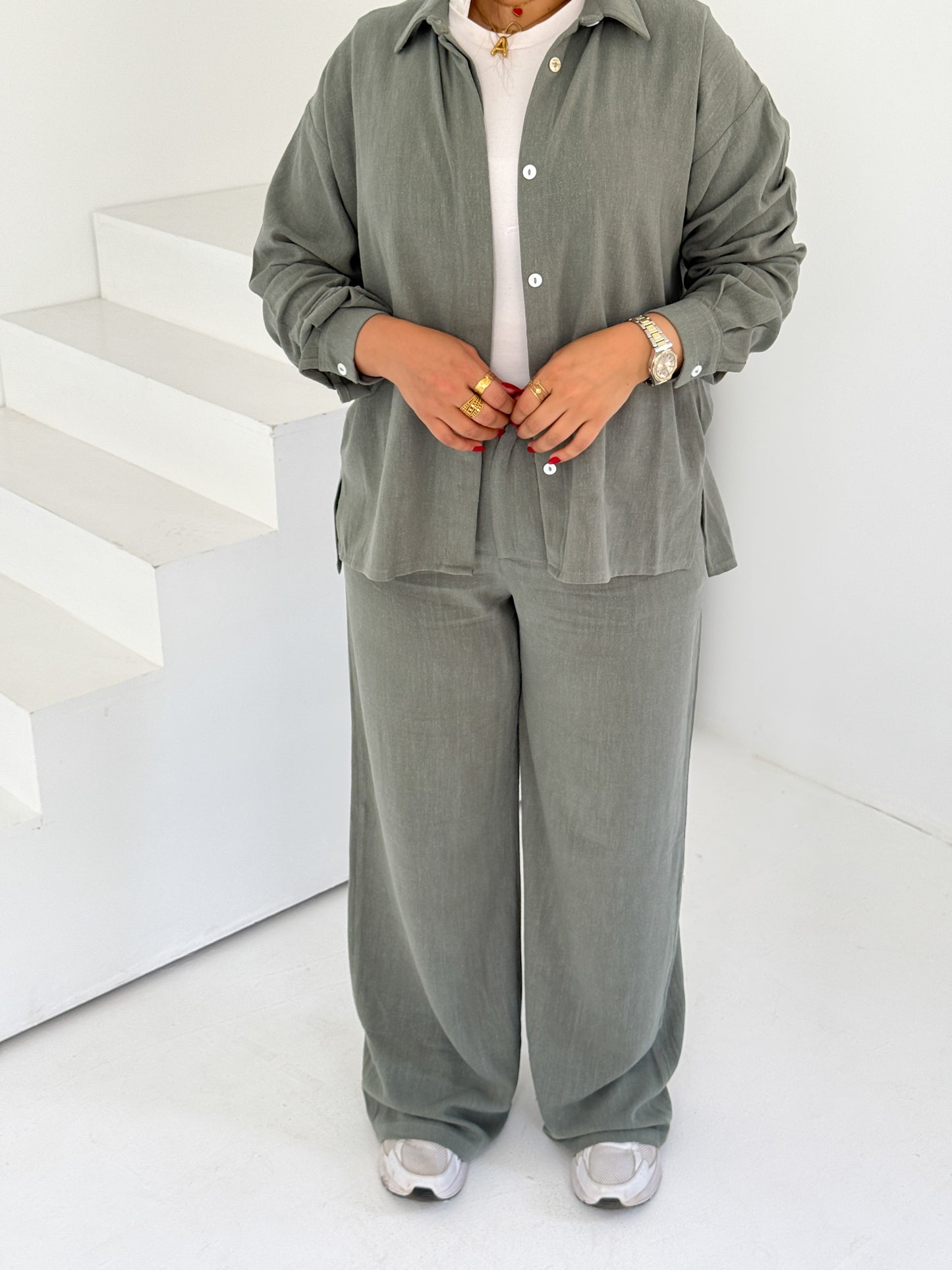 Two-Piece Linen Suit Meduim Grey