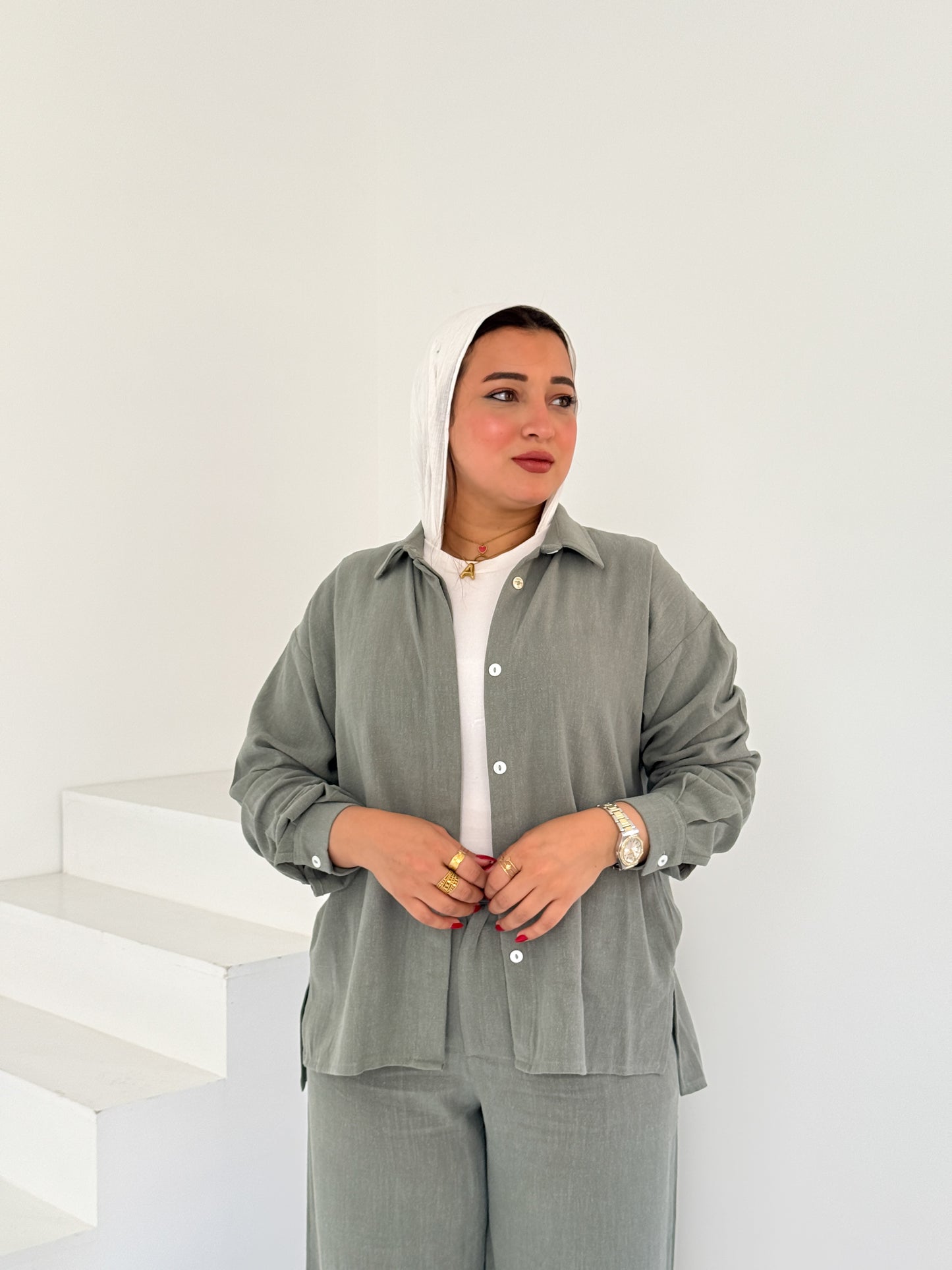 Two-Piece Linen Suit Meduim Grey