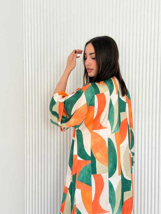 Satin Kimono Green