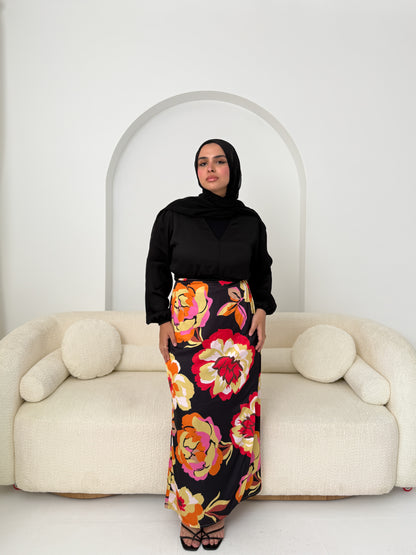 Elegant Satin Wrap Skirt Flory