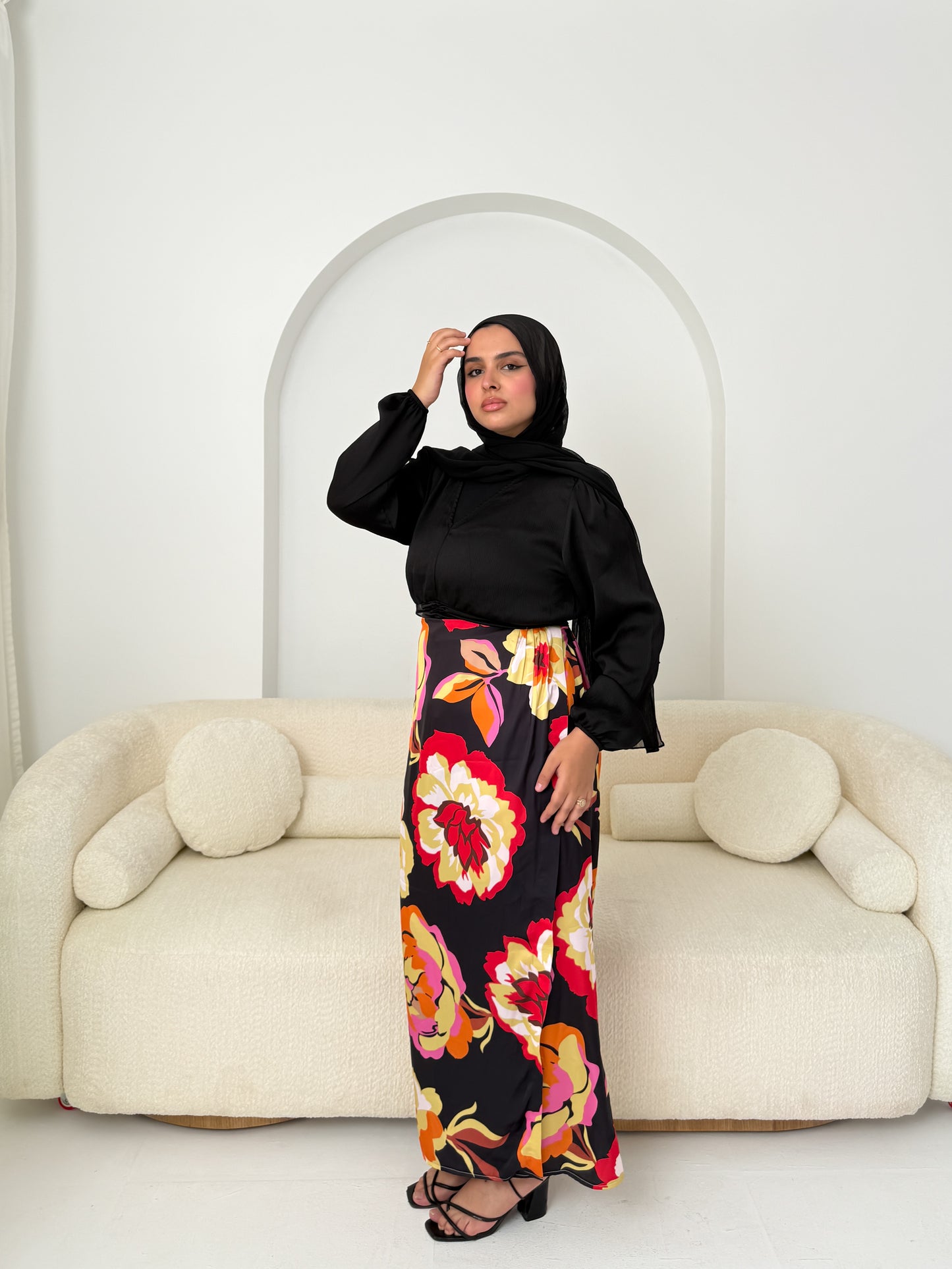 Elegant Satin Wrap Skirt Flory