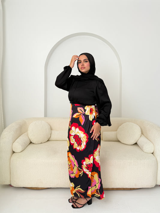 Elegant Satin Wrap Skirt Flory