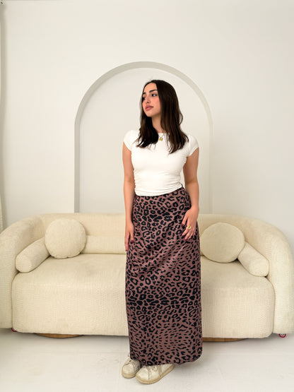 Elegant Satin Wrap Skirt Tiger