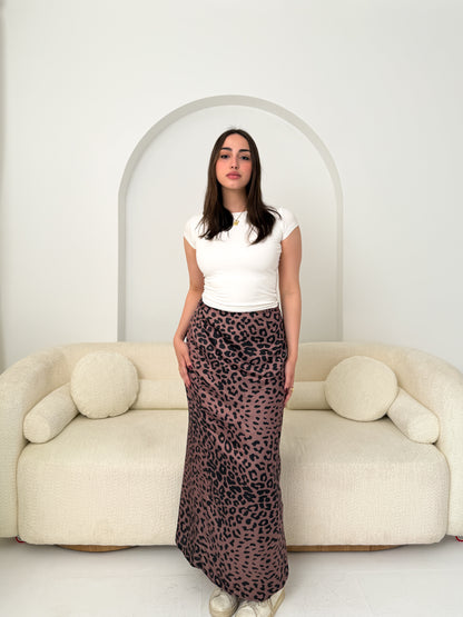 Elegant Satin Wrap Skirt Tiger