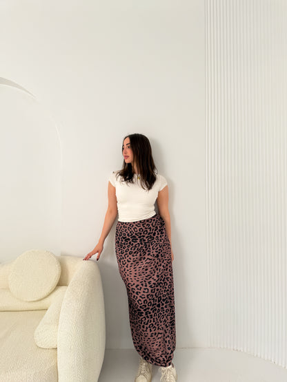 Elegant Satin Wrap Skirt Tiger