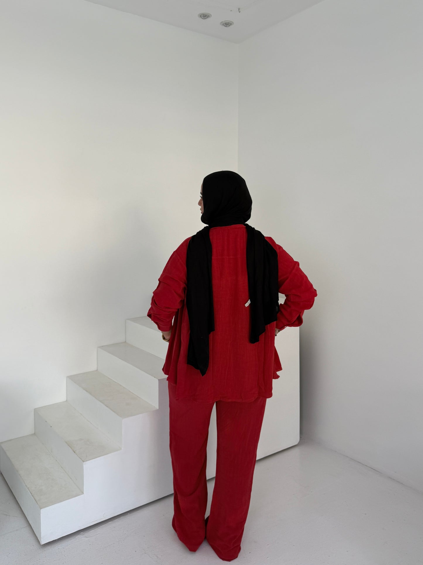 Two Piece Linen Suit – Red