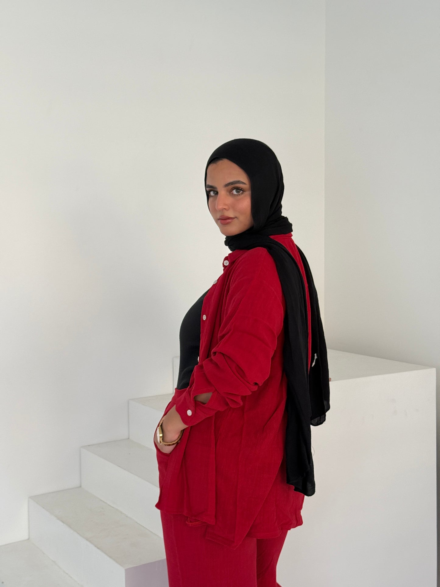Two Piece Linen Suit – Red
