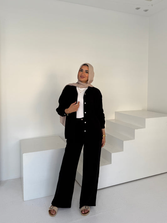 Two Piece Linen Suit – Black