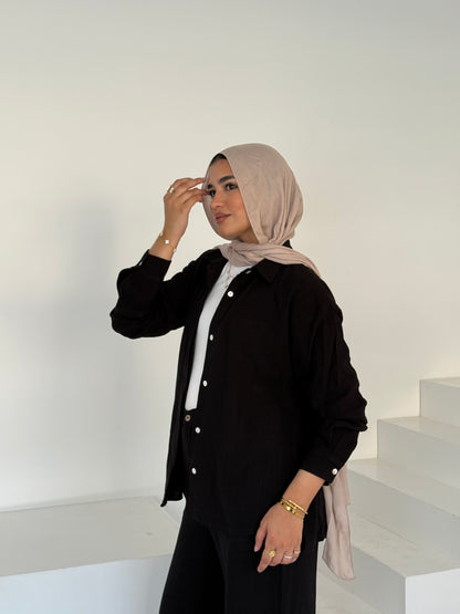 Two Piece Linen Suit – Black