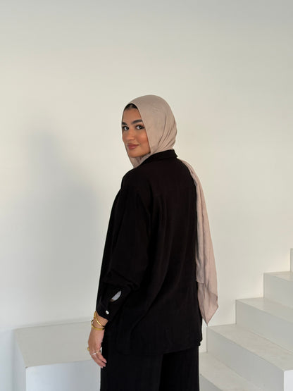 Two Piece Linen Suit – Black