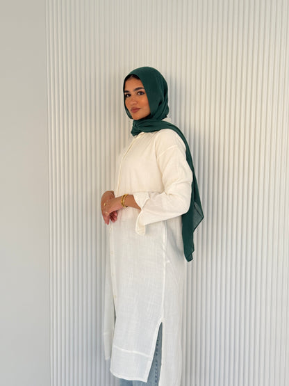 Classic White Button-Down Long Chemise
