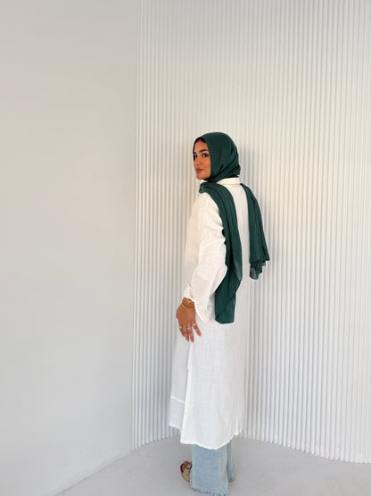 Classic White Button-Down Long Chemise