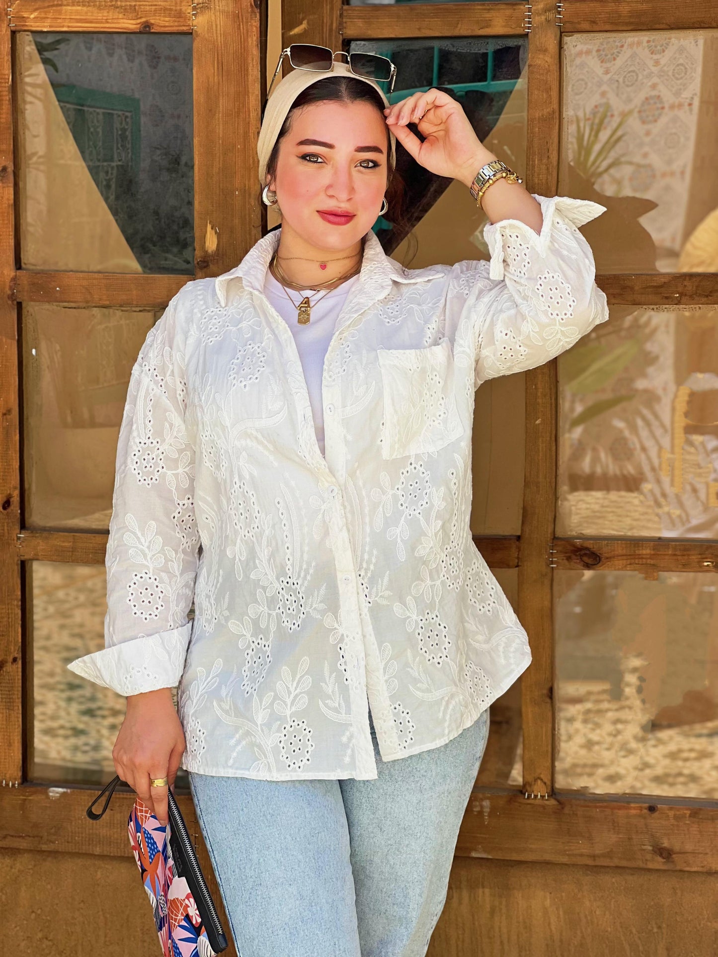 Luna Embroidered White Cotton Shirt