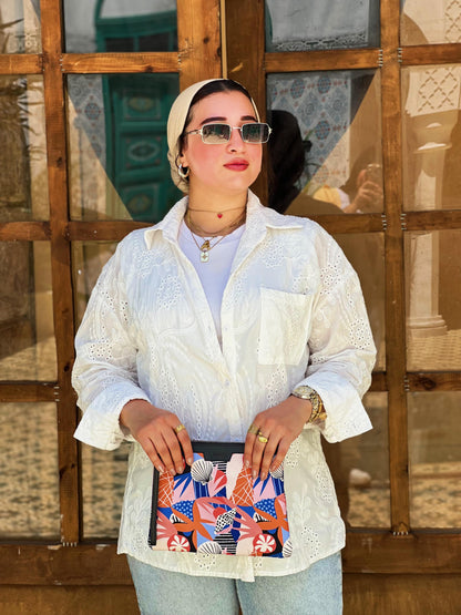 Luna Embroidered White Cotton Shirt