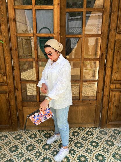 Luna Embroidered White Cotton Shirt