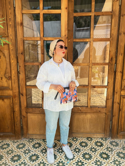 Luna Embroidered White Cotton Shirt
