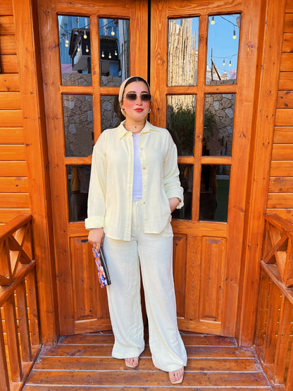 Two-Piece Linen Suit Butter Yellow