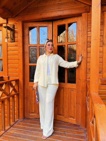 Two-Piece Linen Suit Butter Yellow