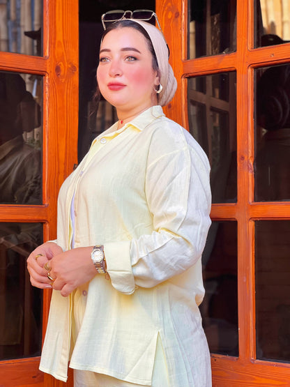 Two-Piece Linen Suit Butter Yellow