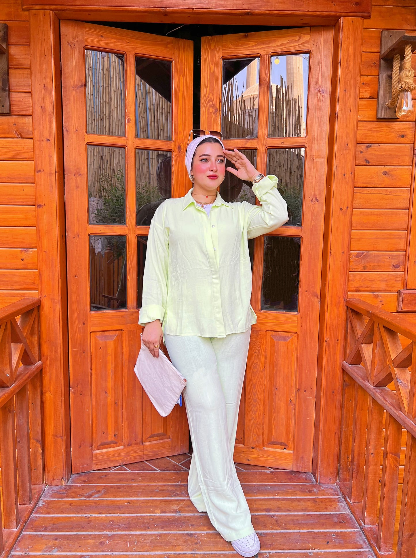 Two-Piece Linen Suit Cream Lime