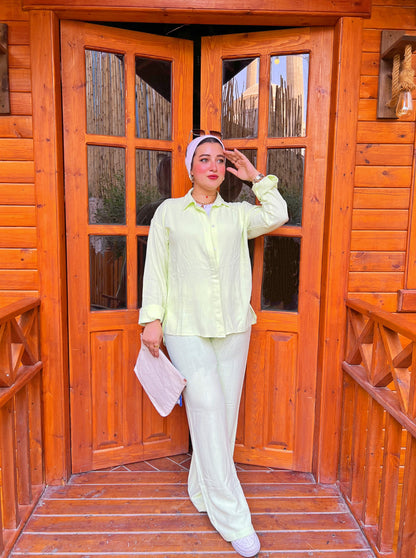 Two-Piece Linen Suit Cream Lime