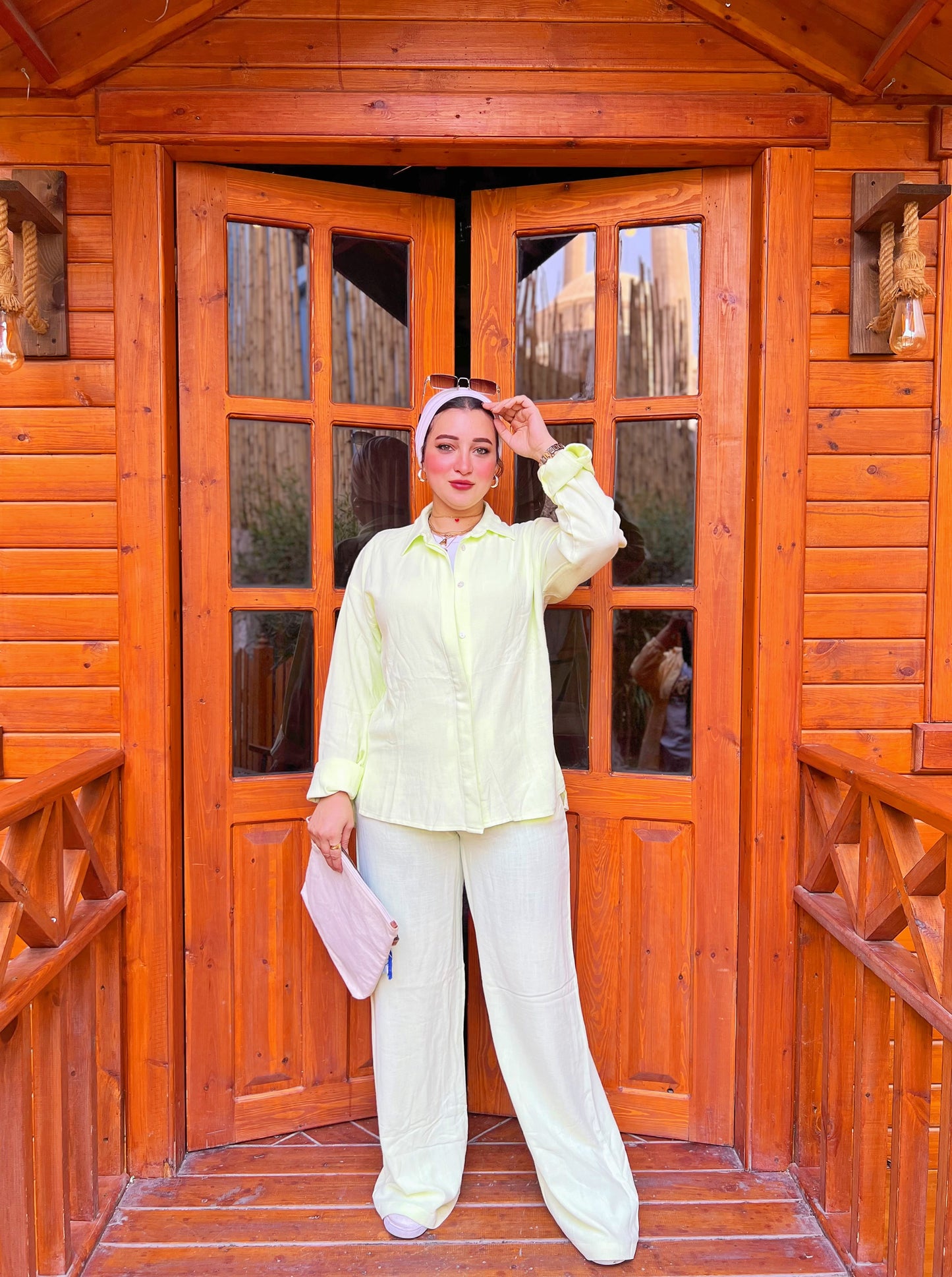 Two-Piece Linen Suit Cream Lime