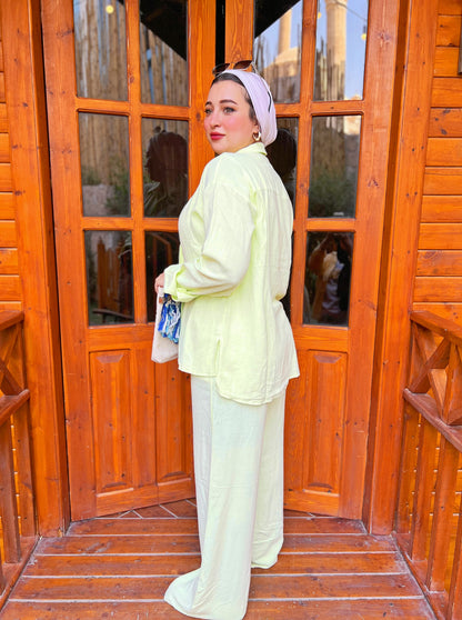 Two-Piece Linen Suit Cream Lime