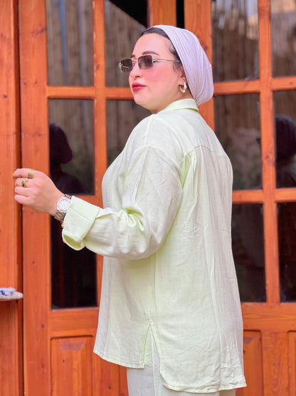 Two-Piece Linen Suit Cream Lime