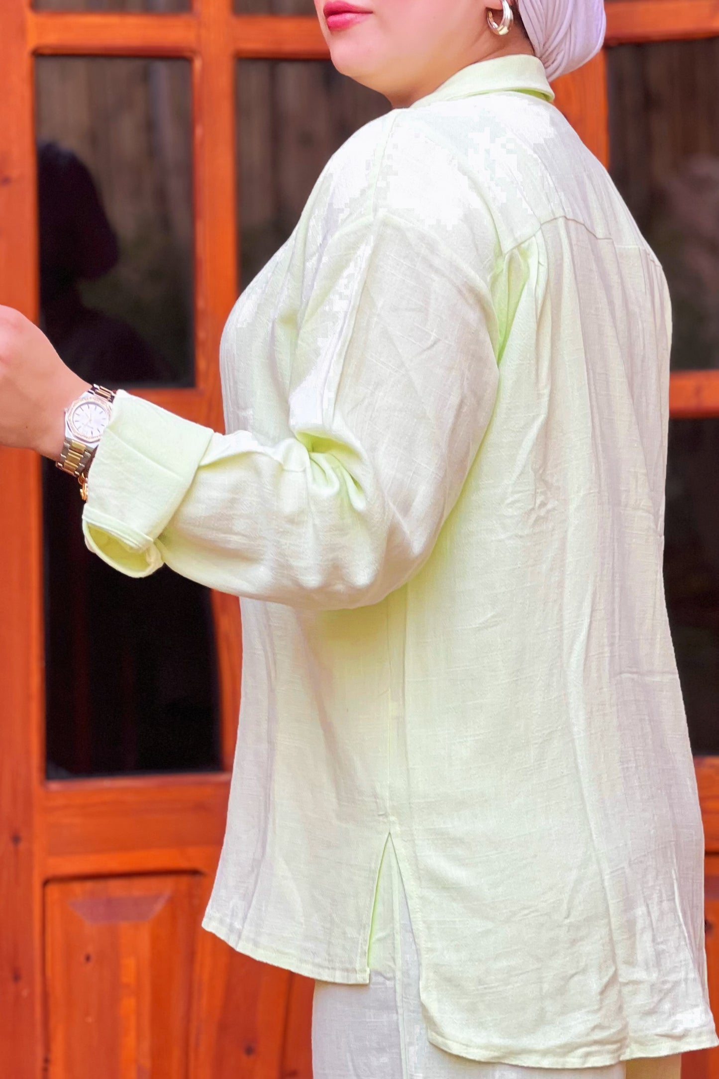 Two-Piece Linen Suit Cream Lime