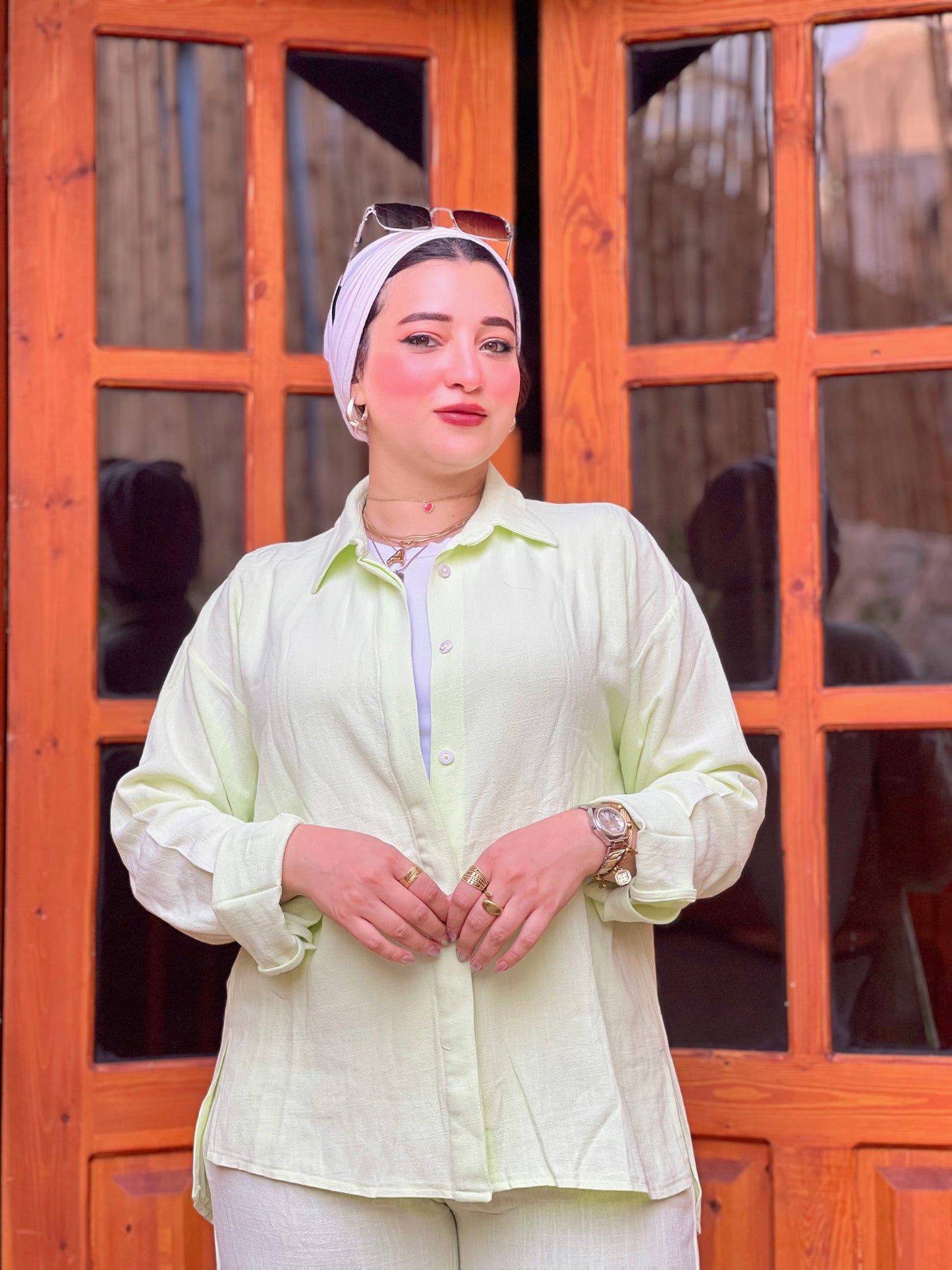 Two-Piece Linen Suit Cream Lime